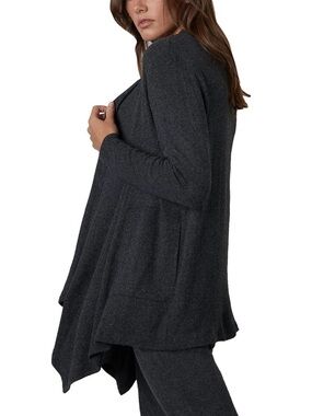 Velvet Dark Gray Open-Front Draped Cardigan